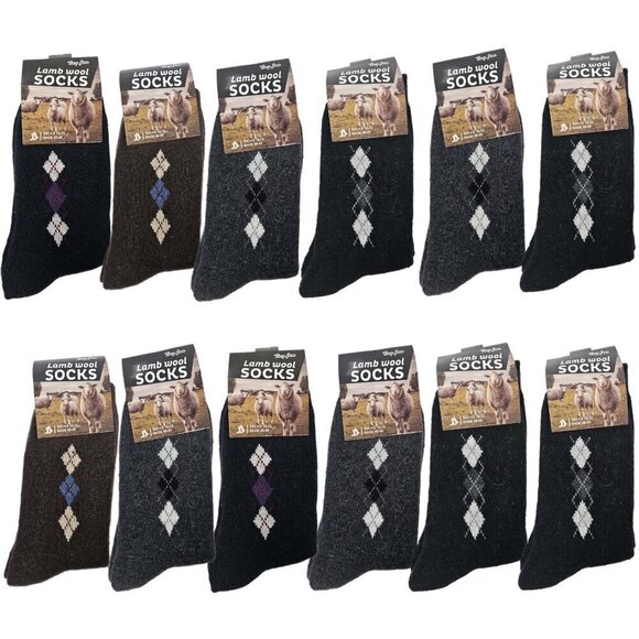 Men Winter Socks Warm Lamb Wool Christmas Socks, Stocking Stuffer 10-13 12 Pairs - Picture 1 of 4